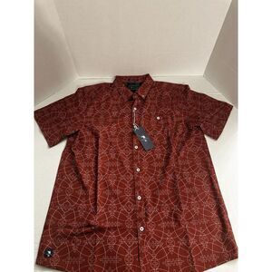 William Murray Mens LARGE Laces Out AOP Short Sleeve Performance Button Down NEW